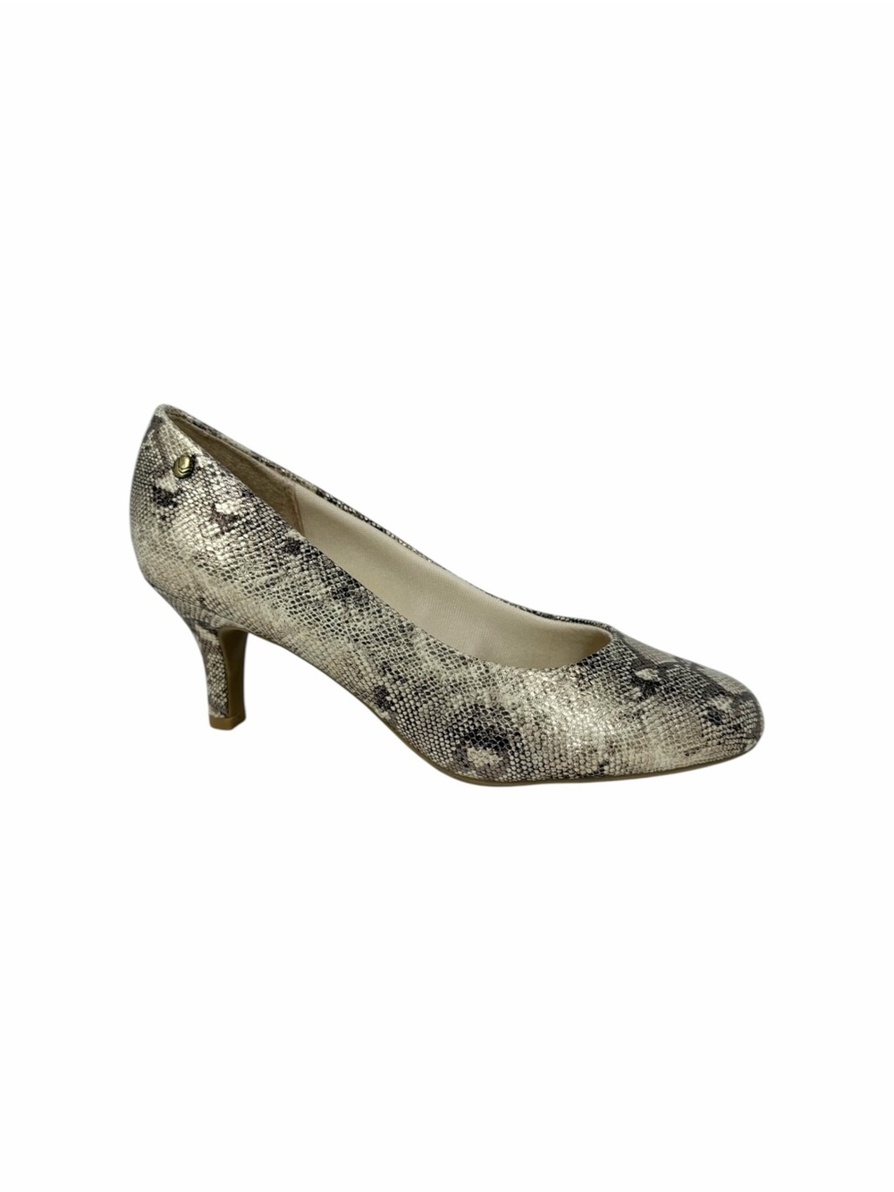 LifeStride Parigi Dress Pumps Taupe Faux Leather Snake Print Size 8.5W
